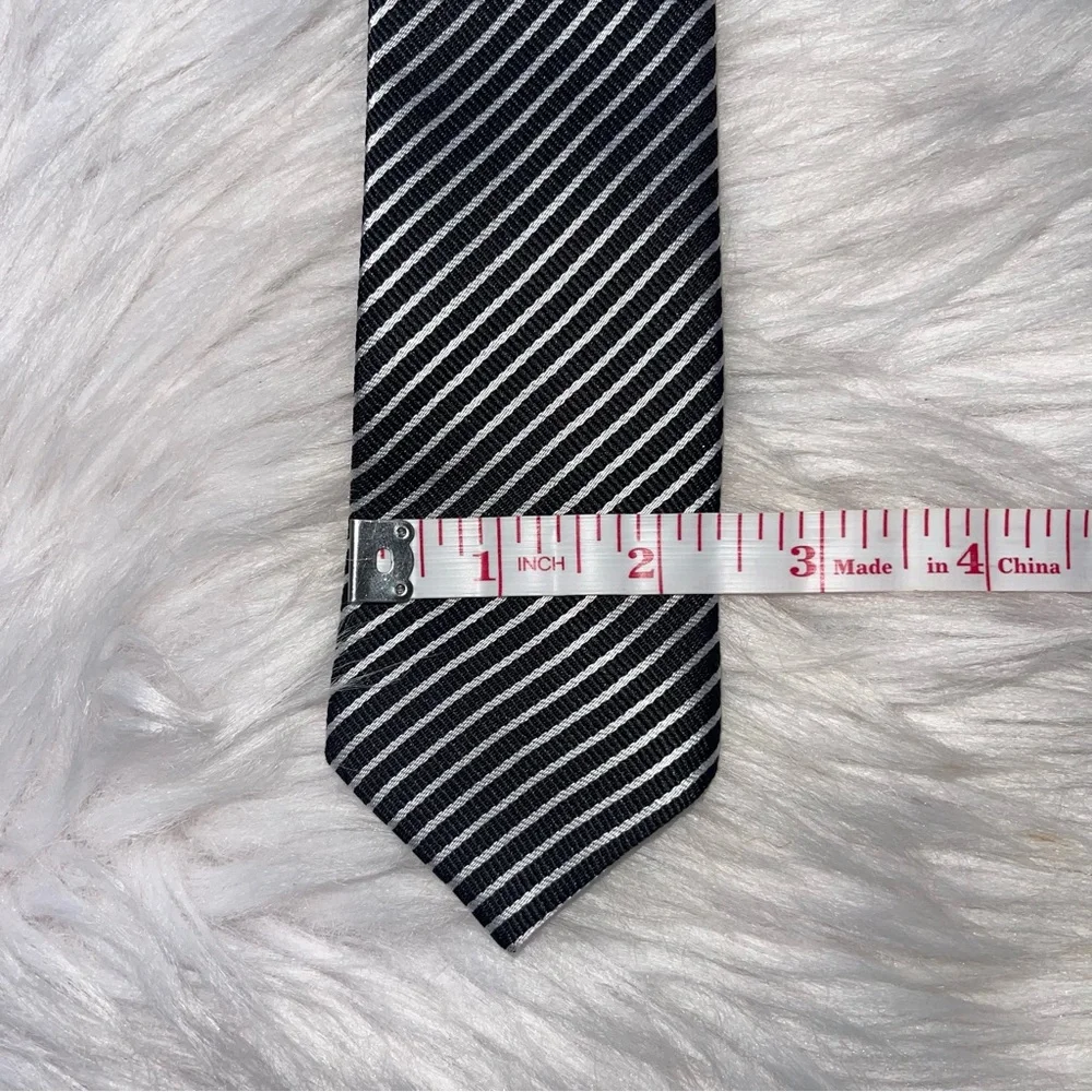 Unbranded Kids Clip On Tie Black & White Striped